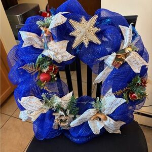 Festive Blue Holiday Wreath